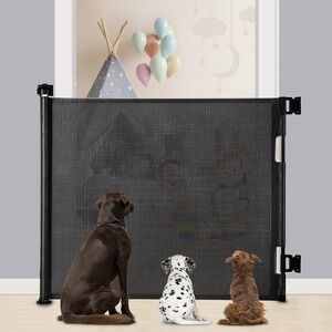 Dearlomum Retractable Extendable Baby & Pet Gate Mesh 33"x55" Indoor Outdoor